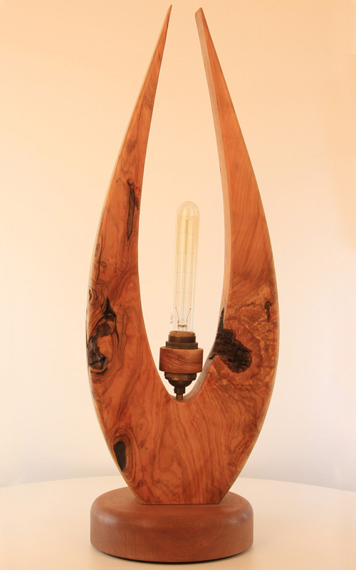 reading olive wood bedside lamp