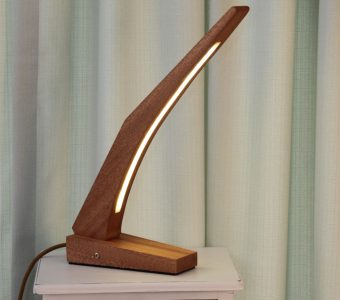 bent wood desk lamp