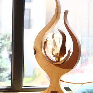 flames wood reading lamp