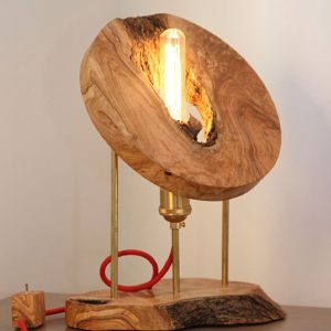 olive raw wood bulb lamp